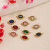 Conector de pingente duplo em formato de marquise de aço inoxidável com diamante colorido, peça conectora de diamante com cravação em bisel vintage, acessório para pulseira e colar DIY