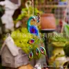 Colgantes de Pared Artesanales de Vidrio y Hierro con Forma de Pavo Real para Sala de Estar, Dormitorio, Comedor, Decoración Animal Moderna para el Hogar, Regalos