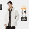Jaqueta Acolchoada Leve com Capuz Enbu de Inverno para Homens e Casais, Cor Sólida Casual Outerwear Masculino Atacado