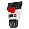 Monitor Solar de Tres Pantallas para Uso Doméstico, Visión Nocturna de 360 Grados, Cámara Exterior de Alta Definición para Huertos Sin Electricidad ni Internet