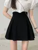 Falda Negra Mujer Otoño Nueva Falda de Cintura Alta Diseño para Mujer Gordita Sentido del Diseño Nicho Falda Plisada Falda de Línea A Delgado