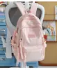 Mochila Escolar Doce e Estilosa com Laço Estilo Coreano para Alunos do Ensino Fundamental II e Médio, Multicamadas, Mochila Redutora de Peso, Mochila Casual
