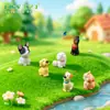 Paisagem em miniatura apresentando adoráveis figuras de filhotes de golden retriever e Lulu da Pomerânia, perfeitas para jardinagem, paisagismo, decorações DIY, enfeites de pendurar e pequenas peças decorativas