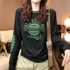 Nueva Camiseta de Manga Larga con Estampado de Letras Retro para Mujer