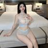 Conjunto de Lencería Sexy con Diseño Calado Transparente, Ropa de Dormir Reveladora Tallas Grandes para Mujer, Realza la Apariencia de Busto Pequeño