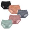 Ropa interior de mujer, cintura media, abdomen, entrepierna de algodón, encaje, talla grande, bragas sexis sin costuras para mujer 8618