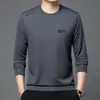 Nova Moda Masculina Primavera 2024 Moletom Gola Redonda Camiseta Manga Longa de Marca Tendência Camisa Básica Casual Masculina Atacado
