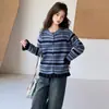 Conjunto de Otoño y Primavera para Niña 2026 Nuevo Otoño Versátil Rayas Estilo Coreano Suéter de Punto y Conjunto de Jeans para el Trabajo
