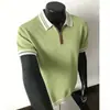 2026 Nueva Camisa Casual de Punto de Alto Gama Estilo Francés para Hombre con Cuello Camisero Camiseta, Nueva Moda de Verano Manga Corta para Hombre