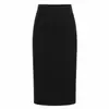 Saia de tricô cintura alta com fenda em estoque transfronteiriça para mulheres, vestido de tricô slim fit outono e inverno, saia de tricô cor sólida