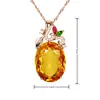 Collar Colgante de Citrina Imitación Brillante en Venta Caliente Colgante Zircón Amarillo de Lujo Incrustado Diamante Ojo de Caballo Colgante de Flor y Hoja Sobeless