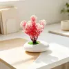 Micro-paisaje Simulación Planta Verde Planta en Maceta Estilo Nuevo Maceta Plana de Piedra Flor Artificial Adorno Decoración Sala de Estar del Hogar Bonsái Artificial