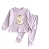 Conjunto de ropa para casa para niñas, estilo coreano, primavera y otoño, top de manga larga con estampado de dibujos animados y pantalones jogger a juego, un elegante conjunto de dos piezas