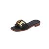 Sandalias Planas de Hebilla Pima Completa para Mujer Verano 2022 Punta Cuadrada Deslizables Sandalias Retro