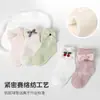 Meias Novas de Primavera e Verão Respiráveis de Malha para Bebê Menina Estilo Princesa Lolita com Laço de Xadrez de Malha