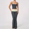 Conjunto de fitness europeu e americano transfronteiriço com colete esportivo e calça comprida, conjunto de yoga 2570 com sensação de segunda pele, cintura alta, controle de barriga e levantamento de glúteos
