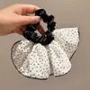 Elástico de Cabelo Oversized Estilo Coreano Intestino de Porco, Corda de Cabelo Versátil com Renda de Bolinhas, Elástico para Rabo de Cavalo Alto, Elástico de Borracha, Acessório de Cabelo de Alta Qualidade