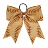 Elásticos de Cabelo com Estampa de Baseball Transfronteiriça para Crianças, Estilo Esportivo Rugby Torcida Laço Cauda de Andorinha Elásticos