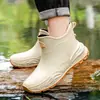 Botas de chuva curtas populares da moda transfronteiriça para homens, antiderrapantes, sapatos de borracha espessados, galochas, pesca na praia, resistentes ao desgaste, sapatos aquáticos leves