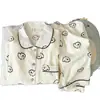 Conjunto de Pijama de Algodón Nube Otoño 2026 Manga Larga Pantalón Largo Cuello de Muñeco de Dibujos Animados Ropa de Casa (Sin Almohadillas para Sujetador)