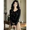 Elegante blusa de tricô com gola plissada acinturada, manga longa feminina, nova coleção outono 2026, slim fit, base