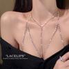 Cadena corporal de bikini europea y americana, cadena de clavícula, joyería corporal, collar de cadena de pecho sexy con diamantes brillantes para mujer
