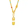 Collar de Cadena para Suéter de Oro Arena Turquesa Cinco Elementos Pequeña Barra de Oro Mismo Estilo de Puzuo Gold Shop, Elegante y de Alta Gama para Mujer