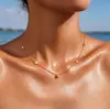 Collar para clavícula de mujer con colgante de trébol de cuatro hojas de acero de titanio electrochapado PVD con un solo diamante de circón, moderno y versátil, sensación de alta gama, no se decolora
