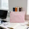 Bolsa de Armazenamento Diária Portátil Rosa Listrada, Bolsa de Maquiagem de Grande Capacidade para Viagem, Bolsa de Armazenamento Digital, Necessaire