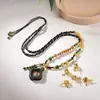 Cordón Estilo Chino Thangka Tara Verde Zakiram Cuero de Vaca Limpiador Colgante Femenino Xizang Cuerda Cuerda para Collar Wenwan Joyería