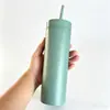 Vaso de Plástico de 16 oz con Popote, Textura Escarchada de Doble Capa, Vaso de Plástico Deportivo, Botella de Agua Delgada Multicolor