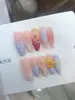 Nai Zi Hecho a Mano Puro Reutilizable Estilo Europeo y Americano B319 Verano Gradiente Rosa Sal Marina Azul Flor 3D Metal Diseño Marino