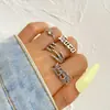 Anillo de mariposa negro esmaltado con forma de corazón oscuro para Halloween, juego de nueve anillos estilo punk de araña
