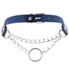 Colar com Gola de Argola em Couro PU Moda Personalizada Europeia e Americana Corrente Estilo Street Punk Alça de Pescoço com Argola O Corrente de Pescoço Corrente da Clavícula