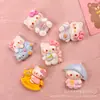 Nuevo gatito de dibujos animados montando a caballo accesorios de resina DIY clip para el pelo brillante material agujero zapatos accesorios para ropa