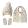 Conjunto de Tres Piezas Transfronterizo Europeo y Americano para Niños (Gorro, Bufanda y Guantes), Nuevo Estilo Otoño e Invierno, Gorro de Bebé con un Pompon