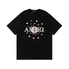 Camiseta de Manga Curta para Casal Amiri Pomba da Paz Tinta Flow Grafite Lettering 230g Série Coleção Estampa Clássica do Logo