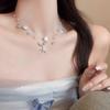 Collar de acero de titanio con lazo de alta calidad para mujer, cadena de clavícula de lujo con luz Joker, joyería explosiva roja de red al por mayor