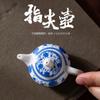 Mesa de té con forma de flor y punta de dedo azul, adornos para mascotas, tetera de bolsillo, juego de té, tetera de pequeña capacidad, accesorios para juegos de té