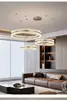 Lámpara de araña de cristal de lujo ligero para sala de estar, estilo italiano minimalista, lámpara circular de alta gama para hotel y villa, accesorio de iluminación LED de protección ocular, hierro
