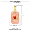 Estilo Europeo y Americano Cuadrado Ángel Rosa Corazón DIY Cobre Circonita Colgante Collar de Carta del Tarot para Mujer Joyería Colgante