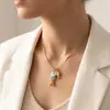 Colar de corrente cobra em aço inoxidável com pingente de peixe pequeno, berloque de peixe estilo gota em esmalte colorido, corrente para clavícula, atacado para vendas transfronteiriças