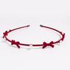 Diadema con lazo dulce y linda de estilo coreano, diadema fina con flores de perlas flocadas, accesorios para el cabello para presionar el cabello