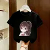 Nova Camiseta de Algodão de Verão Média/Grande para Meninas Estilosa Manga Curta Infantil Estilo Coreano Fofo Roupas de Verão Top de Meia Manga t