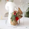 Adornos de Zorro Ardilla de Paja de Navidad Yule Decoraciones de Navidad DIY Ventana Interior Adornos de Alce