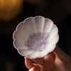 Cortina de Cuentas Púrpura Degradado Pintada a Mano Borde de Flor de Cerámica Rosa Taza Maestra, Taza de Té para Dama de Alto Valor Estético, Juego de Té Kung Fu