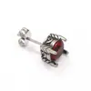 Brincos de aço titânio com zircônia oval incrustada de quatro garras senso de nicho de alta qualidade de personalidade brincos simples masculinos e femininos joias de ouvido