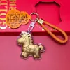 Chaveiro de Cavalo 999 Ouro Puro, Pingente de Bolsa, Cordão para Celular, Presente Festivo, Atacado