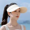 Nuevo Sombrero de Sol para Mujer de Verano Protector Solar con Parte Superior Vacía Visera Curva Sombrero Protector Solar para Deportes al Aire Libre Viajes Sombrero de Sol