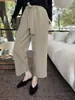 [Primeiro Lançamento] Treze Linhas Outono Inicial Estilo Francês para o Trabalho Calça Cigarette com Amarração na Cintura Linho Viscose Cropped Calça Casual para Mulheres KA6183